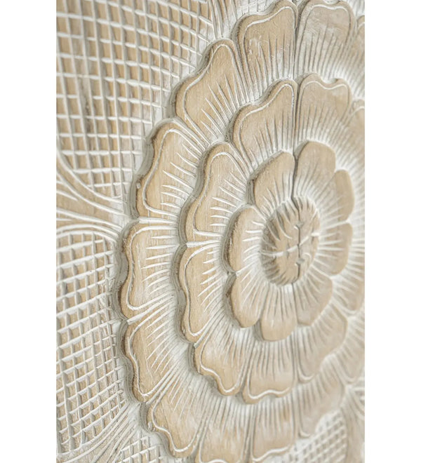 Sacred Mandala Teak Carved Headboard with Frame - D'DASS Store