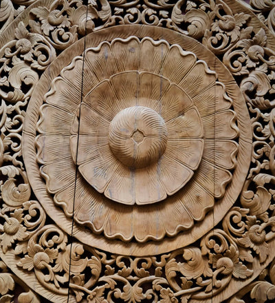 Rajputana Carvings Large Hand Carved Wooden Wall Panel with Frame - D'DASS Store