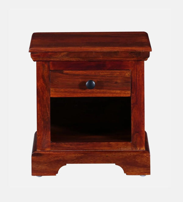 Sienna Nest Wood Bedside Table In Honey Finish With Drawer - D'DASS Store