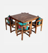 Kanso Minimal 4 Seater Print Table Set And With Teak