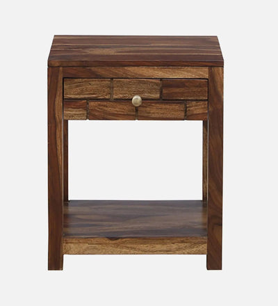 Elemental Teak Wood Bedside Table In Provincial Teak Finish - D'DASS Store