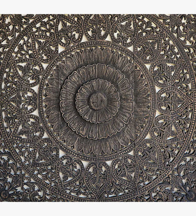 Mewar Mandala Majesty King Bed Headboard Wood Wall Mounted with Frame - D'DASS Store