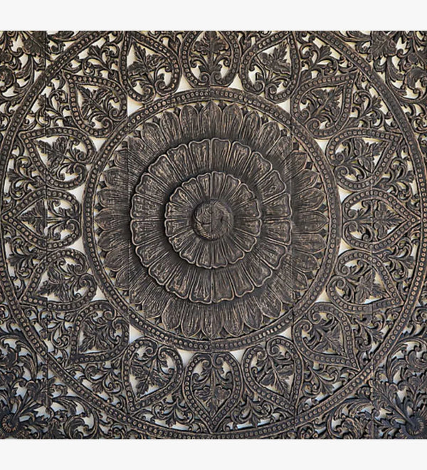 Mewar Mandala Majesty King Bed Headboard Wood Wall Mounted with Frame - D'DASS Store