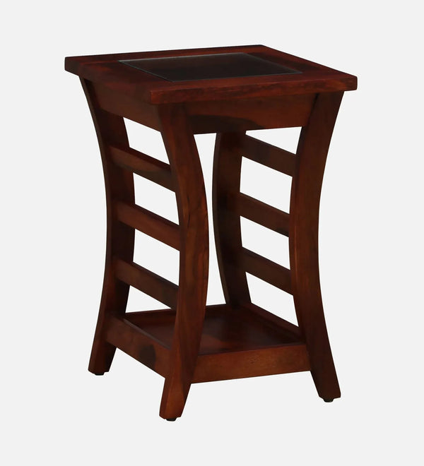 Regal Reflections Wood Side Table In Honey Oak Finish With Glass Top - D'DASS Store