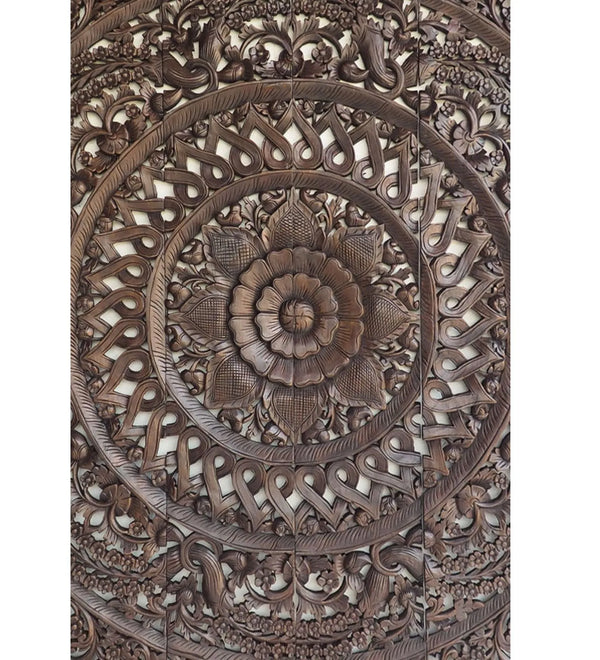 Rajsi Rivaayat Hand Carved Mandala Panels in Wood with Frame - D'DASS Store