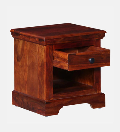 Sienna Nest Wood Bedside Table In Honey Finish With Drawer - D'DASS Store