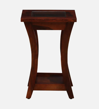 Regal Reflections Wood Side Table In Honey Oak Finish With Glass Top - D'DASS Store