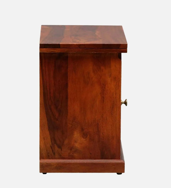 Teak Forge Wood Bedside Table In Honey Oak Finish With Drawers - D'DASS Store