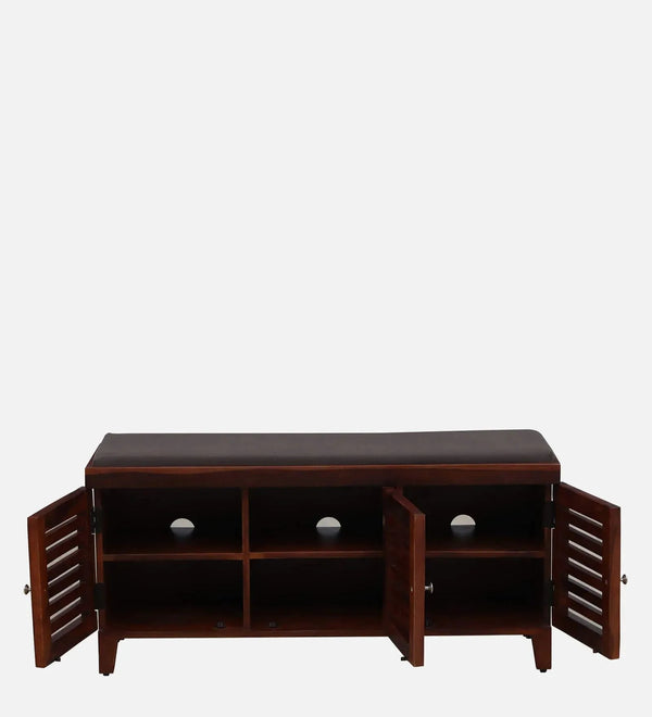 HoneyNest Collection Sheesham Wood Shoe Rack With Seating in Scratch Resistant Honey Oak Finish - D'DASS Store