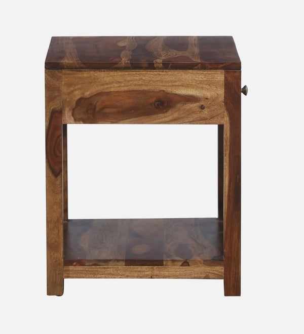 Elemental Teak Wood Bedside Table In Provincial Teak Finish - D'DASS Store