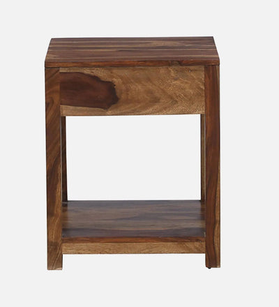 Elemental Teak Wood Bedside Table In Provincial Teak Finish - D'DASS Store