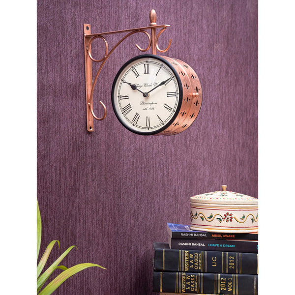 6" Copper Classic Double Sided Platform Wall Clock