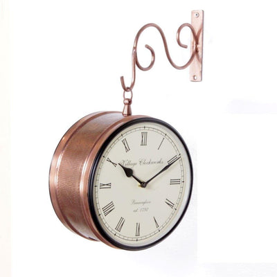 6" Copper Finish Iron Station Platform Wall Clock for Wall | Double Sided Clock
