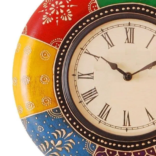 12" Hand Painted Vintage Wooden Wall Clock for Home - D'DASS Store