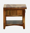 Regalia Teak Wood Bedside Table in Scratch Resistant Rustic Teak Finish With Drawer - D'DASS Store