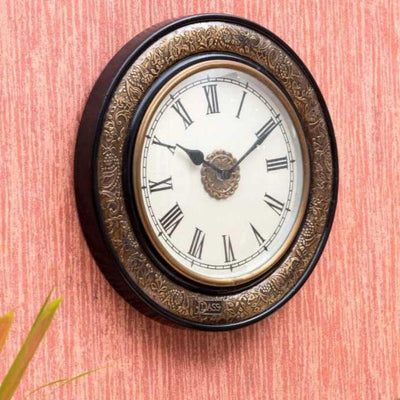 12" Ethnic Antique Brass Wall Clock for Home - D'DASS Store
