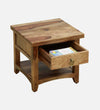 Regalia Teak Wood Bedside Table in Scratch Resistant Rustic Teak Finish With Drawer - D'DASS Store