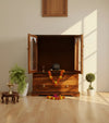 Sheesham Wood Veneer Big Wooden Pooja Mandir With Door For Home & Office | DDASSWT_EW3213Honey - D'DASS Store
