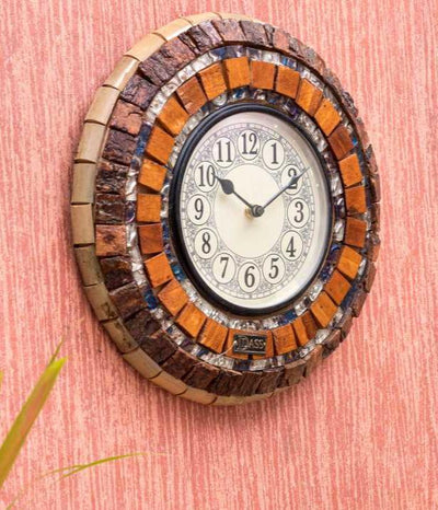 12" Coconut Craft Antique Wooden Wall Clock for Home - D'DASS Store