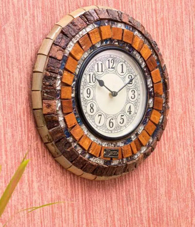 12" Coconut Craft Antique Wooden Wall Clock for Home - D'DASS Store