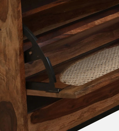 Regal Rest Rack Sheesham Wood Shoe Cabinet in Rustic Teak Finish - D'DASS Store