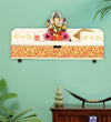 Big Gold Wall Hanging Wooden Pooja Shelf Chowki For Home
