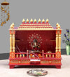 Big Sheesham MDF Red Wooden Pooja Room for Home