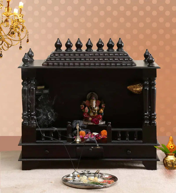 Big Sheesham MDF Solid Wooden Pooja Mandir For Home &amp; Office