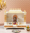 Big Sheesham MDF White Wooden Pooja Temple for Home