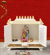 Big Sheesham MDF White Wooden Pooja Temple for Home