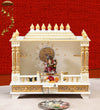 Big Sheesham MDF White Wooden Pooja Temple for Home