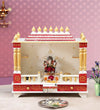 Big Sheesham MDF White Wooden Pooja Temple for Home