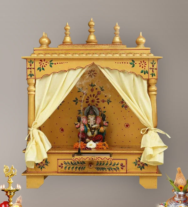 Big Sheesham MDF Wooden Pooja Temple Puja Mandap For Office