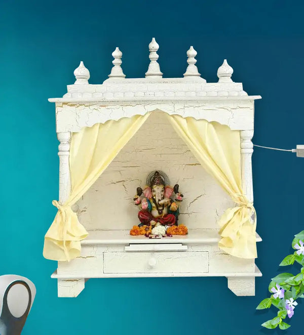 Big Sheesham MDF Wooden Pooja Temple Puja Mandap For Office