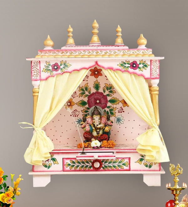 Big Sheesham MDF Wooden Pooja Temple Puja Mandap For Office
