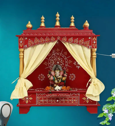Big Sheesham MDF Wooden Pooja Temple Puja Mandap For Office