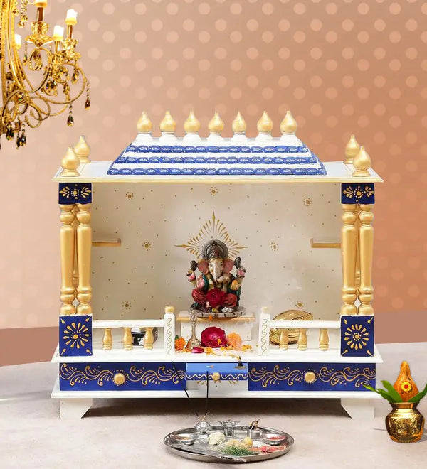 Big Sheesham MDF Wooden Pooja Temple for Home