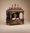 Copper Sheesham MDF Wooden Pooja Temple For Office