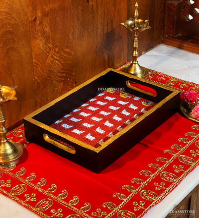 Cow Wooden Pooja Tray & Thali for Home Temple