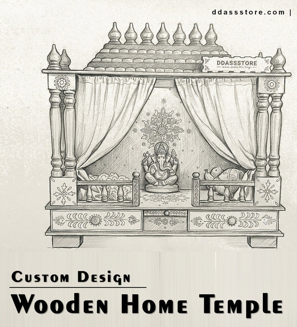Customize Wooden Home Temple For Pooja | DDASSSTORE.COM - D DASS Store