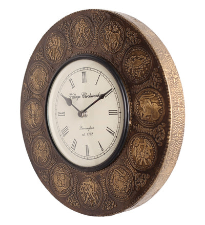 12" Zodiac Ethnic Antique Brass Wall Clock for Home - D'DASS Store