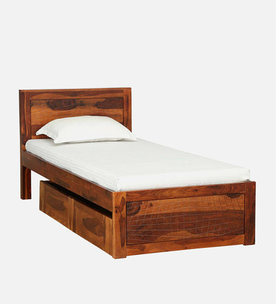 Yamen Solid Wood Single and Double Bed with Storage