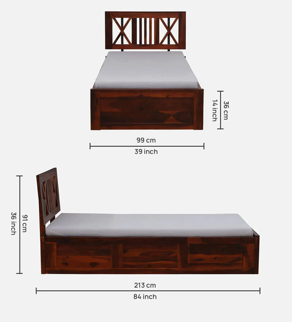 Circa Solid Wood Single and Double Bed with Storage - D'DASS Store