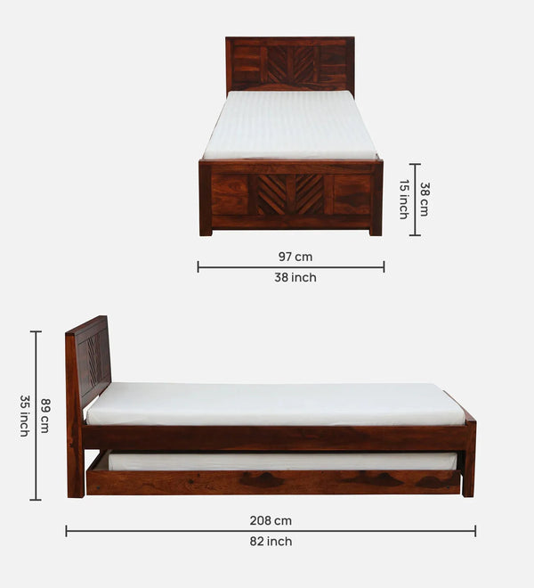 Arito Solid Wood Single & Double Trundle Bed - D'DASS Store