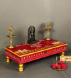 Shri Laddu Gopal Handpainted Wooden Pooja Chowki & Bajot Patta For Home - D'DASS Store