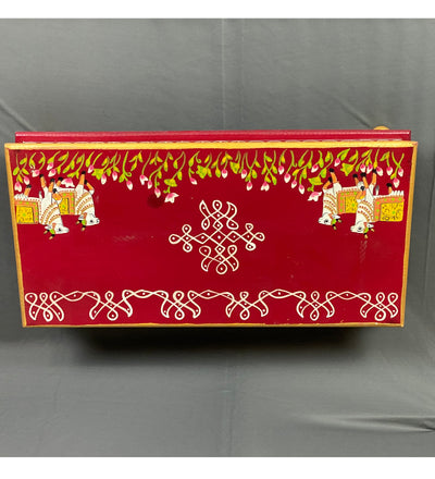 Shri Laddu Gopal Handpainted Wooden Pooja Chowki & Bajot Patta For Home - D'DASS Store