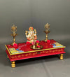 Shri Kartikeya Murugan Wooden Pooja Chowki & Bajot Patta For Home - D'DASS Store