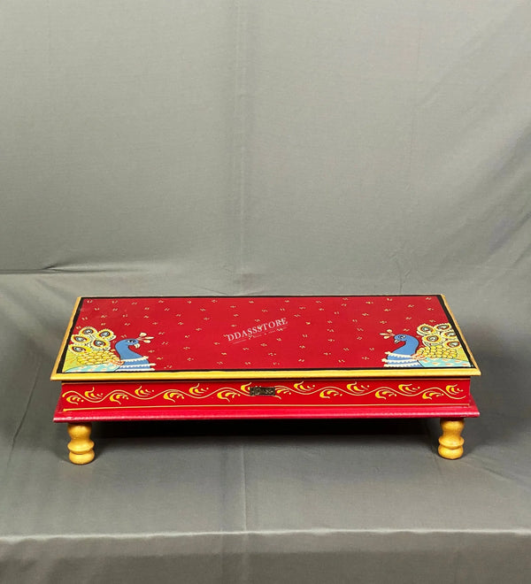 Shri Kartikeya Murugan Wooden Pooja Chowki & Bajot Patta For Home - D'DASS Store