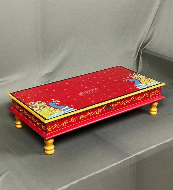 Shri Kartikeya Murugan Wooden Pooja Chowki & Bajot Patta For Home - D'DASS Store