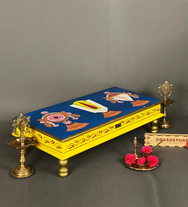 Sri tirumalagiri venkateshwara swamy Wooden Pooja Chowki & Bajot Patta For Home - D'DASS Store